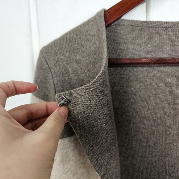Benedetta B Color Block Black Tan Merino Wool Cashmere Cardigan Sweater Medium - Picture 2 of 12